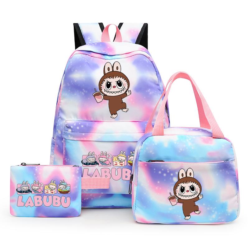 3Pcs/set Printed Backpack with Lunch Bag Pencil Case Student Teenager Boy Girl Bagpack Women's Backpack Set Travel Bag
