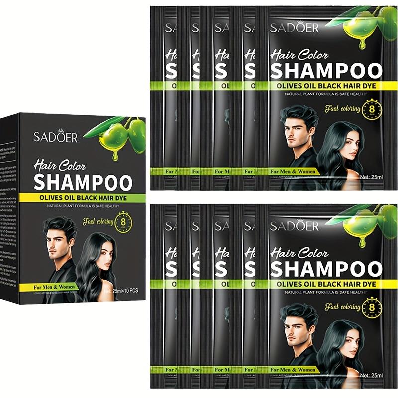 25ml*10pcs/box Olives Oil Black Hair Dye, Fast Coloring 8 Min, Makes Hair Look Moisturized, Cover White Hair, Easy To Clean