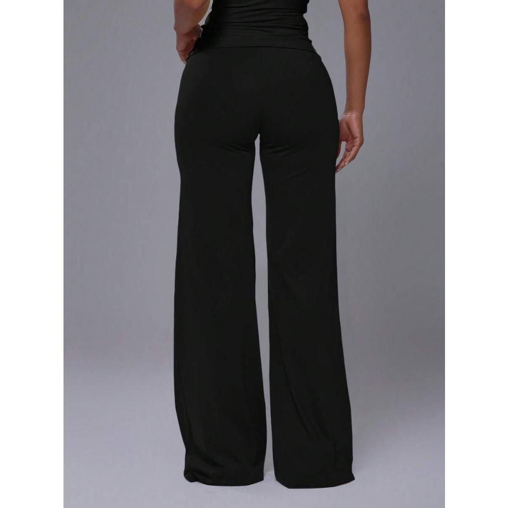 Sports Trousers: Colour-blocked Waistband, Casual and Stylish, Slimming, High-waisted, Bum-lifting, Slightly Flared Yoga Trousers