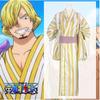 Высококачественный полиэстер Аниме Пират Зоро Косплей Костюм Желтое Полосатое Кимоно