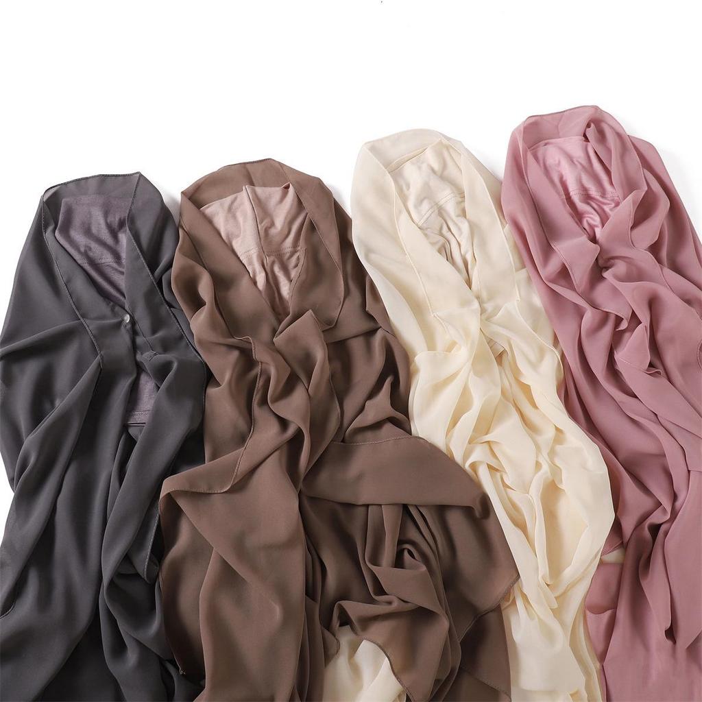 Solid Pearl Chiffon Scarf, Base Cap, & Magnetic Buckle Set