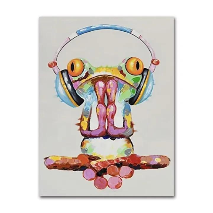 Симпатичная лягушка, граффити, художественная картина на холсте, абстрактные постеры с животными и принты на холсте, настенная художественная картина для дома, Декор в гостиную