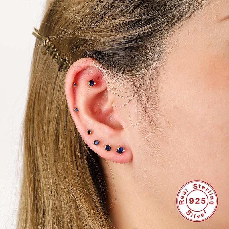 Классические простые серьги-гвоздики из стерлингового серебра S925 с бриллиантами, модные серьги в индивидуальном стиле, 6 комплектов аксессуаров