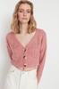 Women's Elegance Style Cardigan Powder Soft Textured Crop Knitwear Cardigan