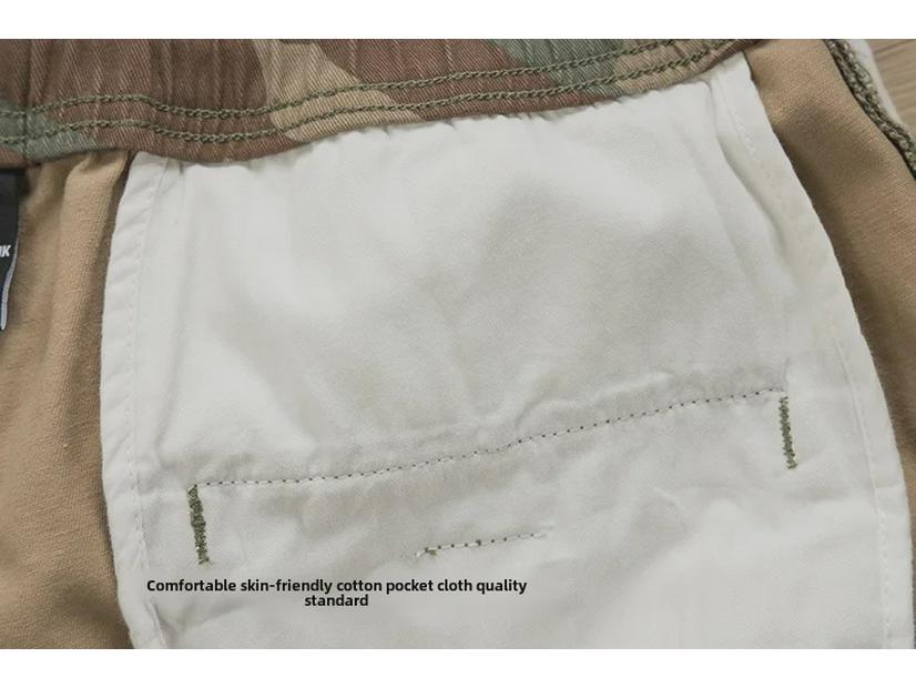 Мужские свободные прямые камуфляжные шорты Shawn Yue из хлопка с эластичной талией, повседневный ретро-дизайн.