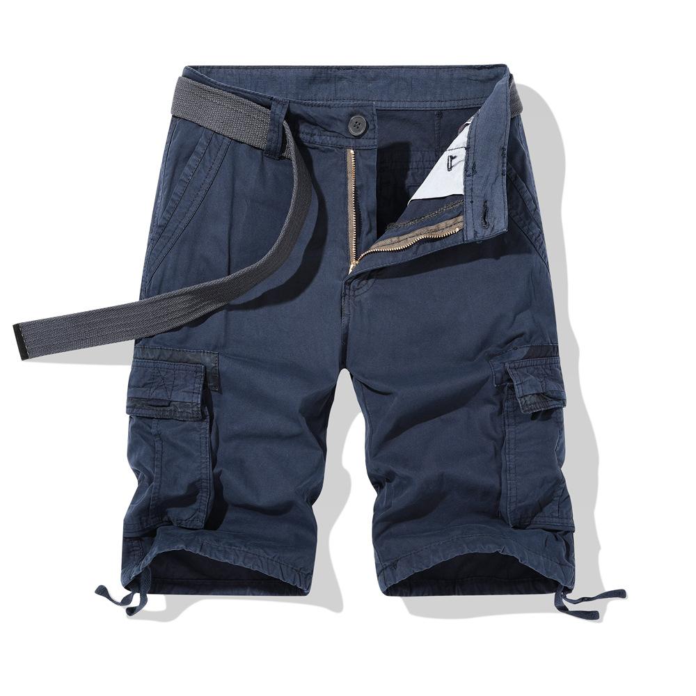 Новые летние мужские свободные прямые шорты-карго с несколькими карманами, черные брюки, уличные брюки с пятью точками, повседневные брюки большого размера