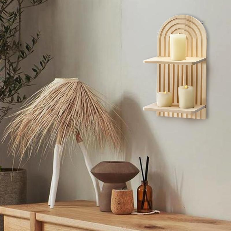 For Living Room Double Shelf Arched Wall Hanging Arched Wall Hanging Wall Decoration Wooden