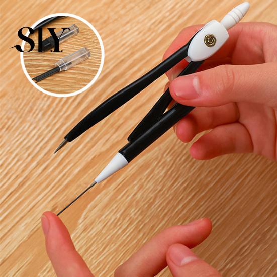 Metal Structure Compass 2-in-1 Set with Automatic Pencil Geometry Drawing Tool for Precision Instrument Students Office Precise Portable Storage
