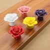 Керамические дверные ручки с цветком розы, ручки для ящика, дверные ручки шкафа с винтом