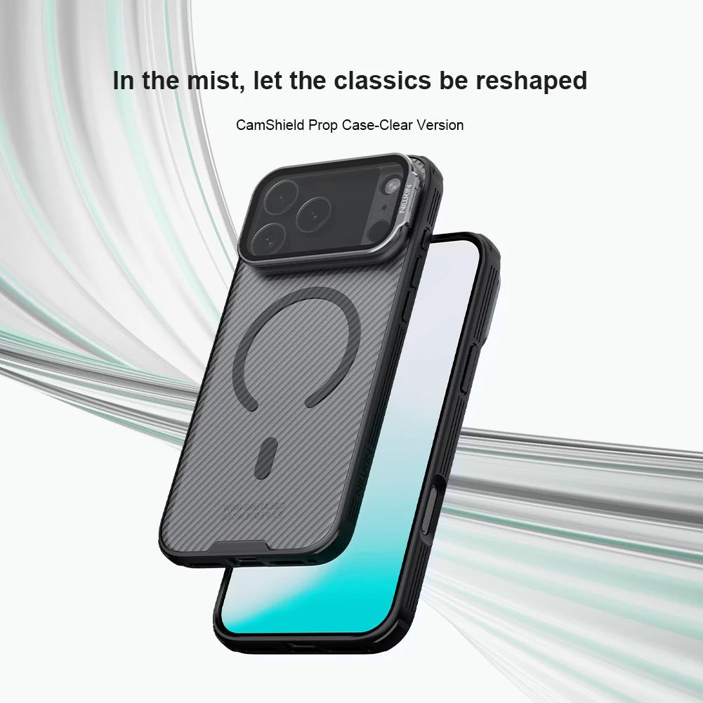 Магнитный чехол NILLKIN для iPhone 18 Pro/18 Pro Max, Сдвижная крышка объектива камеры со скрытой подставкой, Алюминиевая подставка, Ударопрочный