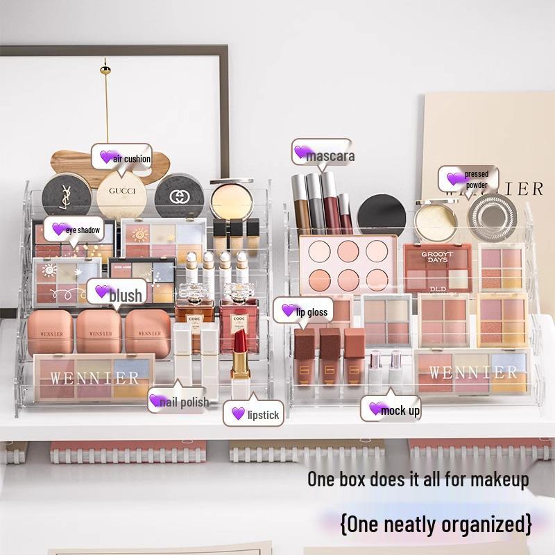 Многослойный прозрачный органайзер для косметики для лака для ногтей, теней для век и многого другого