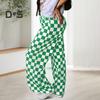 Женские брюки с высокой талией, эластичные, клетчатые, широкие, повседневные брюки свободного кроя, повседневная одежда для работы и отдыха
