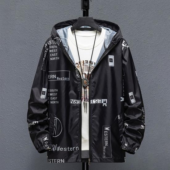 Мужское солнцезащитное пальто с капюшоном и длинными рукавами, карманами на молнии, солнцезащитная куртка с буквенным принтом, быстросохнущая верхняя одежда для рыбалки