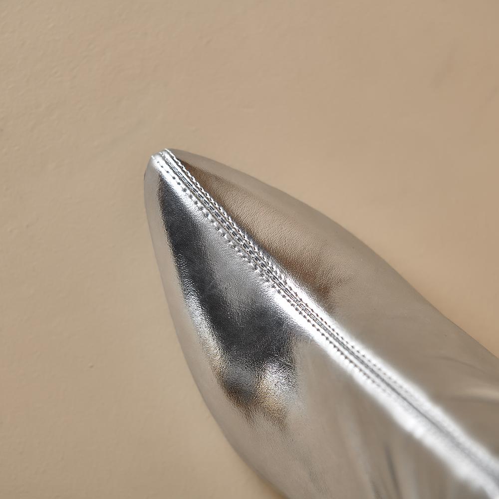 Золотые серебряные женские сапоги до колена на высоком каблуке, маленькие большие размеры 32 46