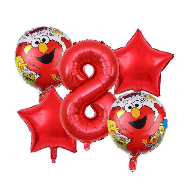 New Sesame Birthday Party Decorations Cartoon Street Balloons Plates Tablecloth Cups Tableware Set for Baby Shower Party Favors 5