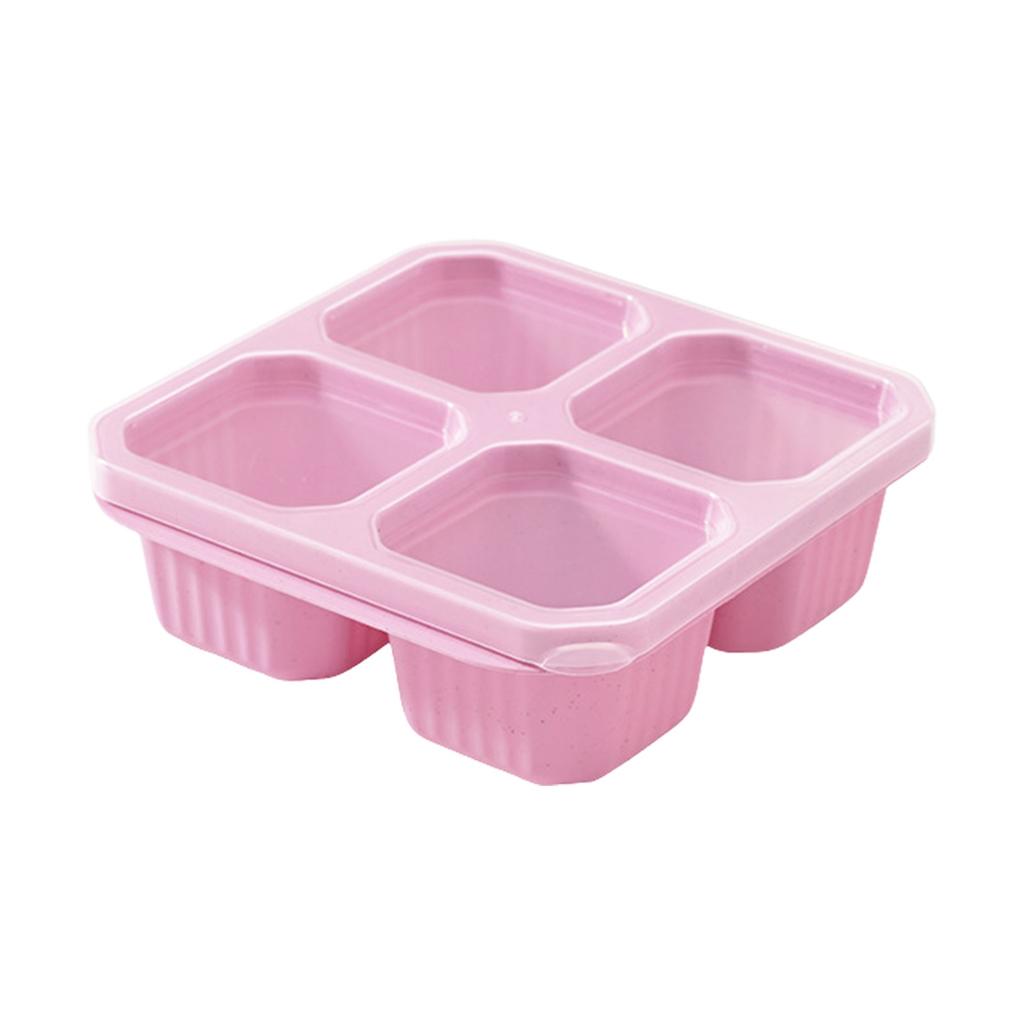 Bento Snack Box, 4 Compartment Food Storage Container Straw Meal Prep Lunch Box Plastic Food Storage Containers, Microwave And Dishwasher Safe
