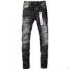 Mens Slim Fit Distressed Blue Punk Rock Denim Jeans With Stretch Cotton Fabric Rivet Detail