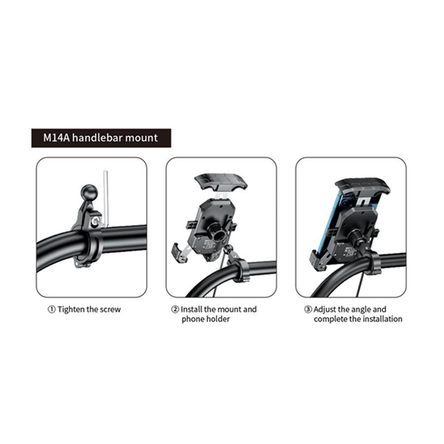 Motorcycle 360° Rotation Phone Holder QC 3.0 USB Quick Charger Wireless Charger