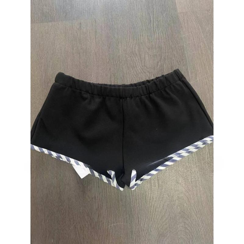 2000-е годы, милый, горячий, сексуальный костюм для женщин, осенний, полосатый, с рукавами-фонариками, топ с открытыми плечами, шорты с низкой талией, комплект из двух предметов, женская одежда