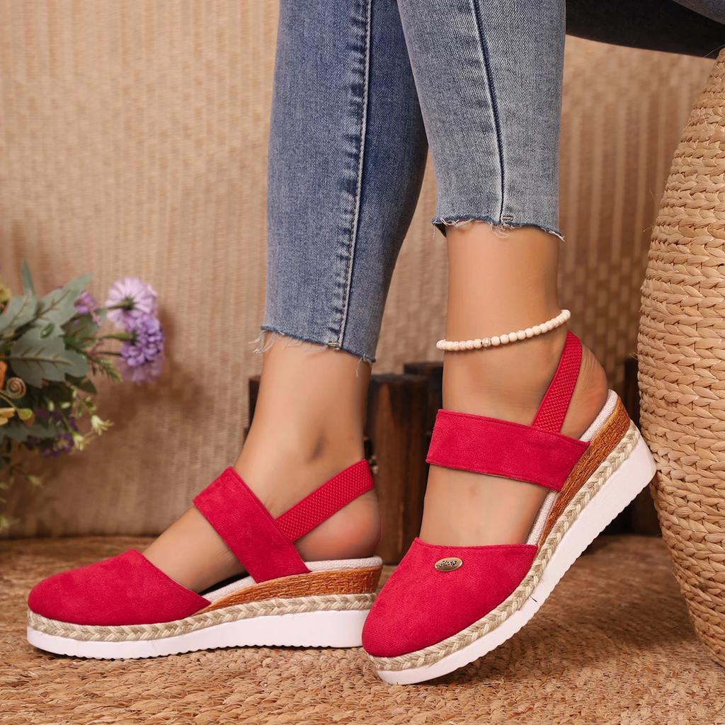 Women's Shoes 2024 Brand Closed Toe Women's Sandals Hot Sale Casual Sandals Women Round Toe Slip On Wedges Platform Shoes Ladies