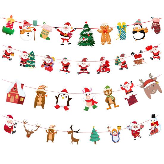 Рождественский баннер, украшение, медведь, Санта, снеговик, рождественская гирлянда, праздничный подвесной баннер