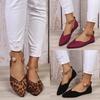 Large Size Women'S Shoes Autumn Leopard Print Pointed Head Shallow Mouth Flat Bottom Casual Single Shoes Women'S One Pedal