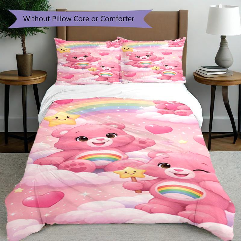 3pcs Duvet Cover Set (1*Duvet Cover + 2*Pillowcase, Without Core), Care Bears Print Bedding Set, Bedroom Decor, All‑Season, Birthday Gift