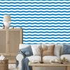 Wallpaper Stripes white and blue, azure background for living room and bedroom 50x1000