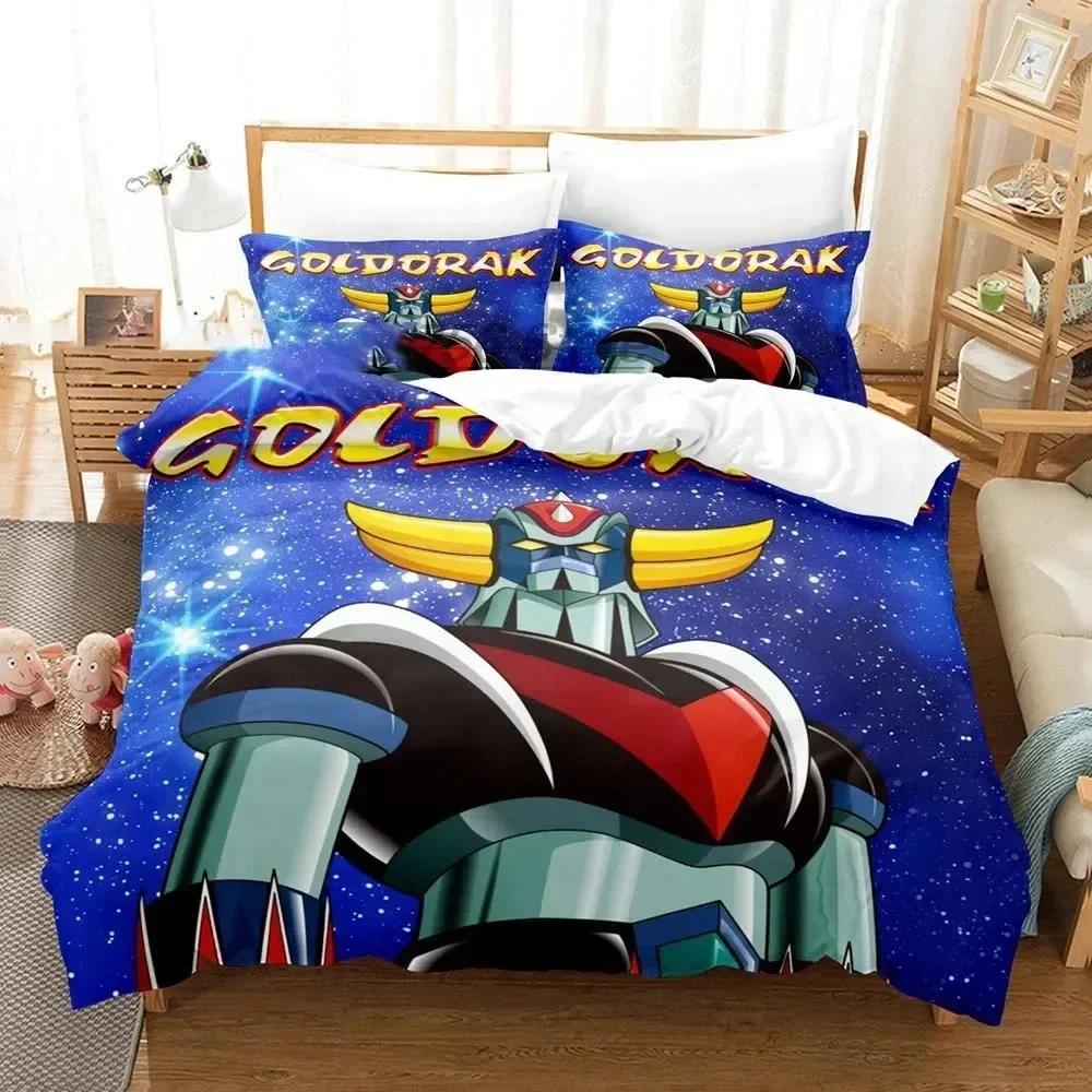 3D Print Cartoon Goldorak Grendizer Comfortable Duvet Quilt Cover Pillowcase Bedding Set Children Bedroom Decoration Home