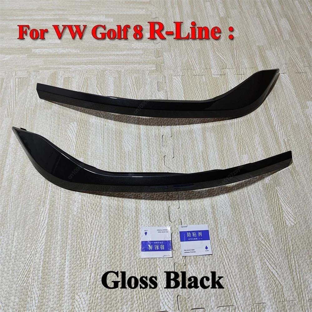 2Pcs For VW Golf 8 MK8 GTI R-Line 2020-2024 Car Front Bumper Side Splitter Spoiler Trim Fog Light Canard Black Body Kits Tuning