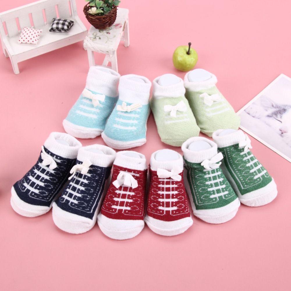 6Pairs Creative Toddle Short Tube Socks Imitation Shoelaces Newborn Socks Baby Cotton Socks Newborn