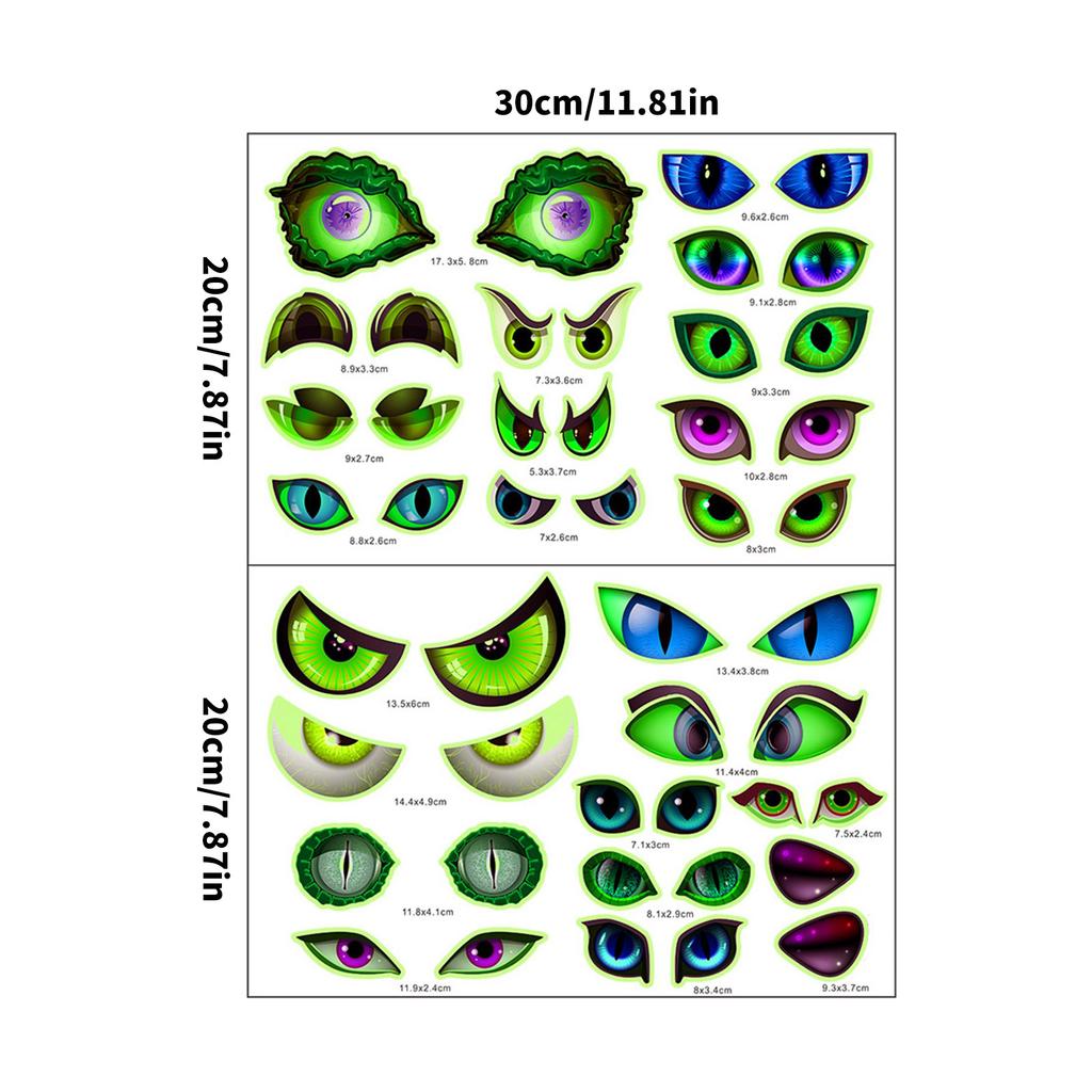 Светящиеся в темноте самоклеящиеся наклейки на стену «Подглядывающие глаза» на Хэллоуин для жутких украшений для вечеринки, материал ПВХ
