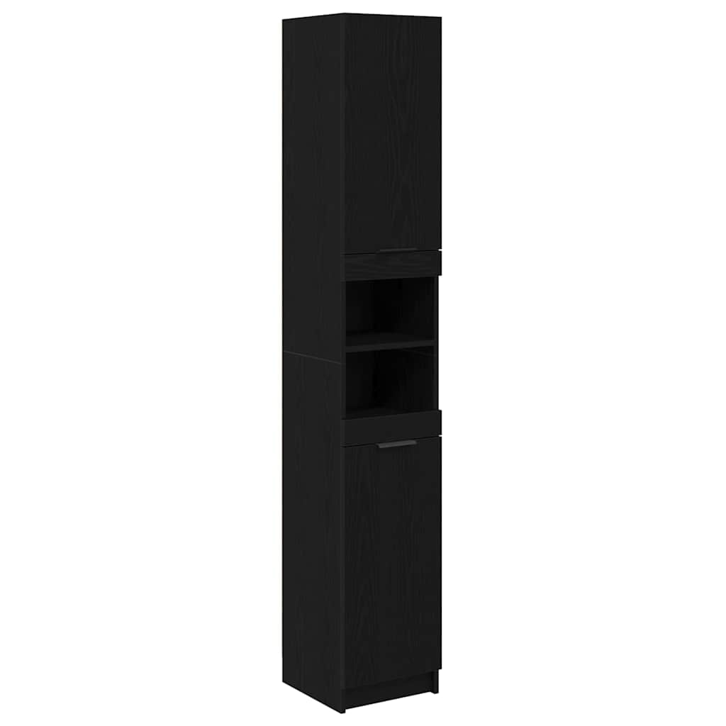 Bathroom Cabinet Set 3 Pieces Black Oak Effect Wood Based Material