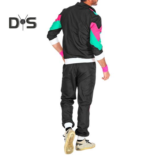Спортивный костюм 80-х 90-х годов для мужчин и женщин, ветровка в стиле ретро в стиле хип-хоп, куртка, цветной комплект из 2 предметов в стиле хип-хоп для тематических вечеринок, карнавалов