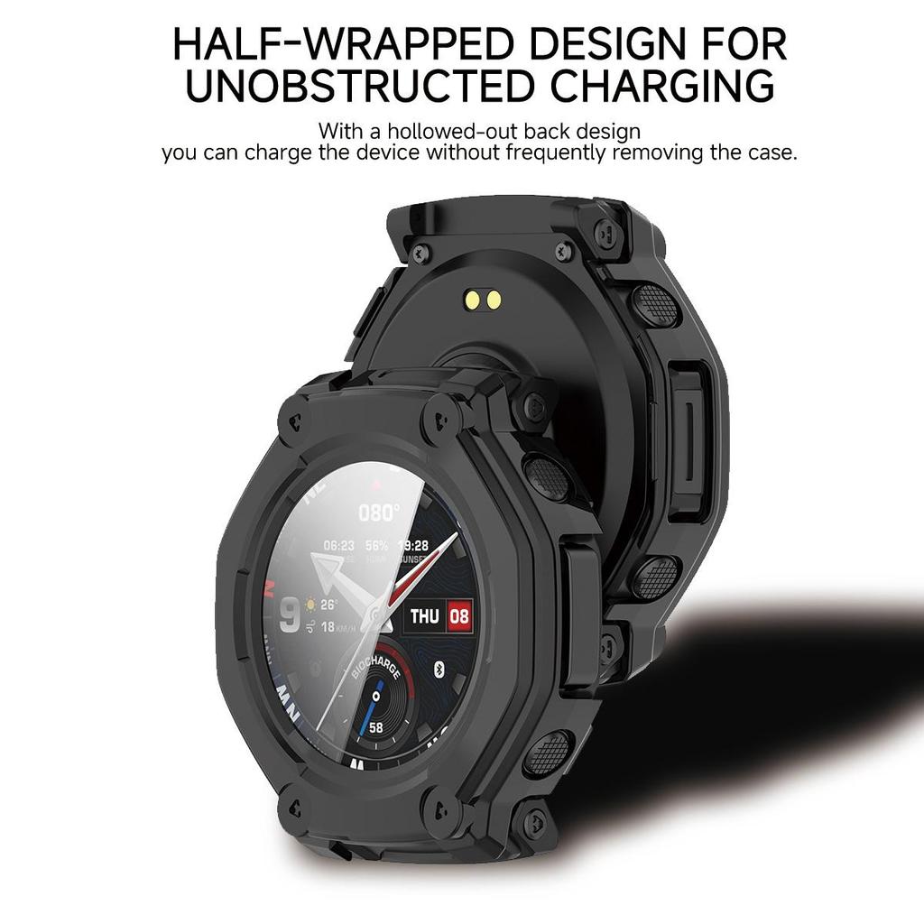 Стекло + Чехол для Amazfit T-Rex 3 Pro Защита экрана от царапин Закаленное стекло Пленка+Бампер Силиконовый Защитный Чехол Аксессуары
