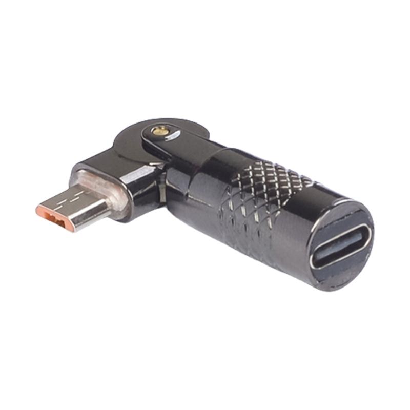 Адаптер Type C к USB Алюминиевый 4,8 см Вращающийся на 90 градусов Для смартфонов Передача данных 480 Мбит/с Быстрая зарядка 3А