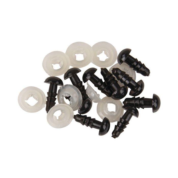 10 yeux marron de peluche à visser Ø 6 mm avec rondelles