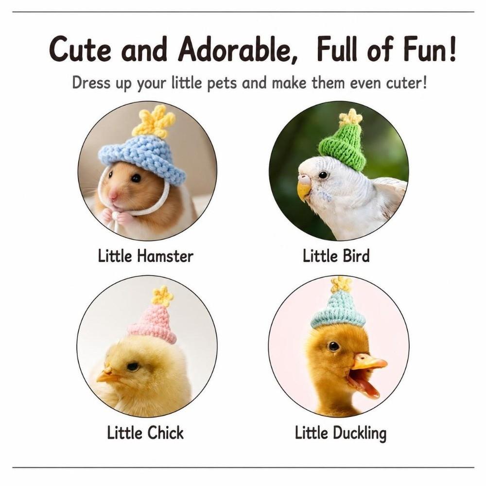 Adjustable Small Animal Hat Soft Pet Hat Cute Handmade Knitted Hat Hamster Guinea Pig Parrot