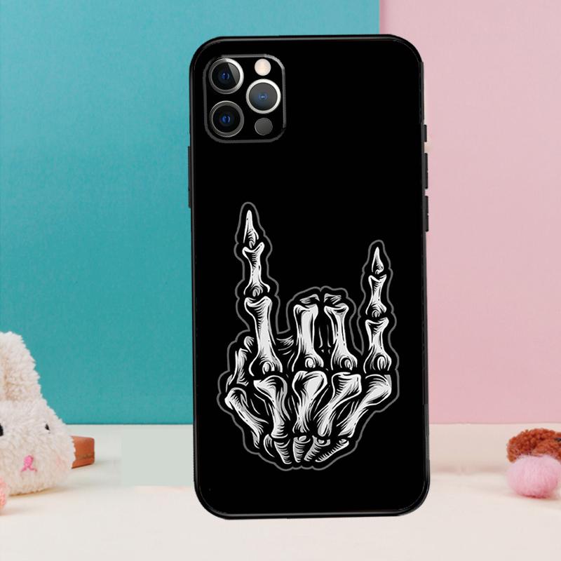 Чехол для телефона 'Скелет Средний палец' Для iPhone 16 14 13 12 11 15 Pro Max 12 13 mini XR 15 16 Plus 16e Чехол Coque