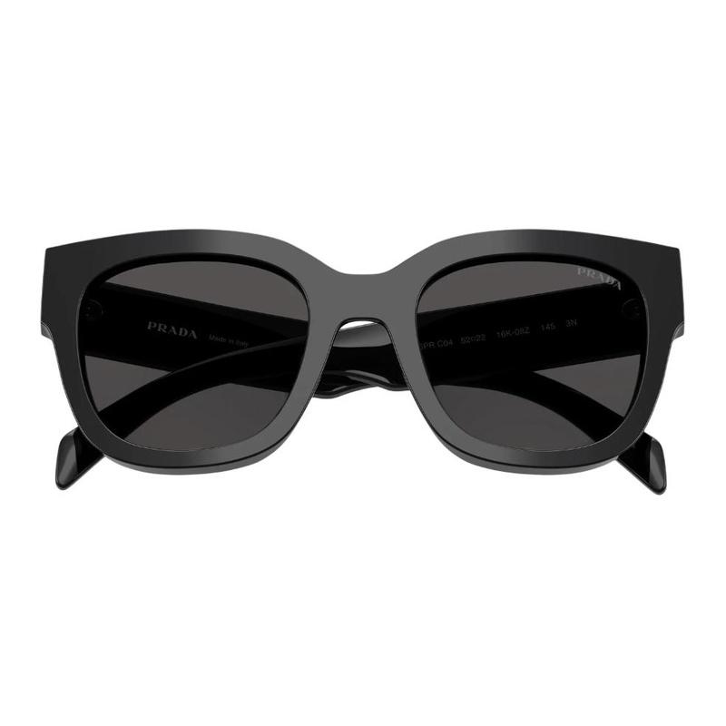 Prada Ацетатные квадратные солнцезащитные очки с логотипом бренда Женские Черные Черные 52 базовая упаковка-футляр для очков + упаковочная коробка