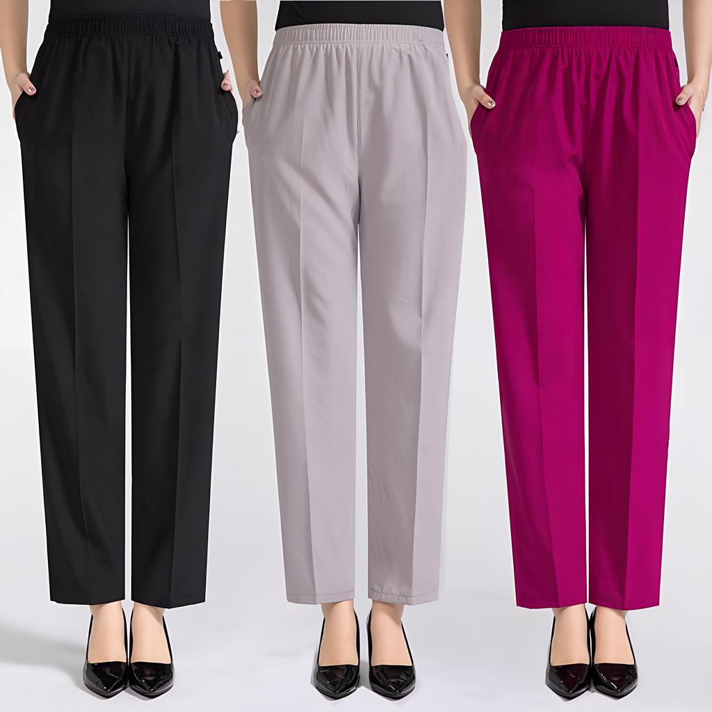 Летние женские брюки с высокой талией, удобные, из шелка, с эластичной талией