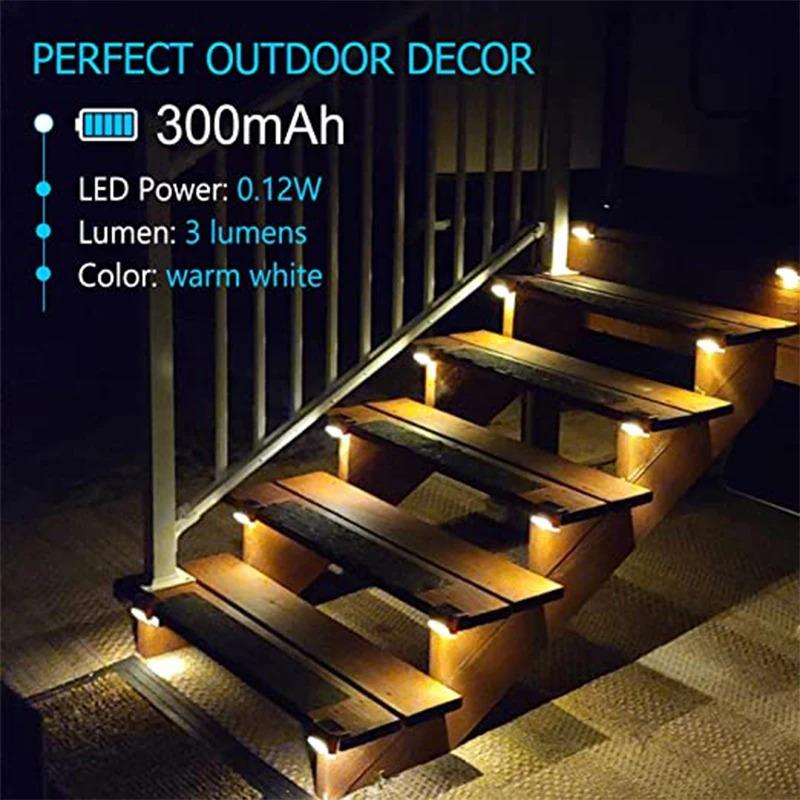 1/4/8Pack Solar Deck Lights Outdoor Step Lights Waterproof Led Solar Lights for Railing Stairs Step Fence Yard Patio and Pathway