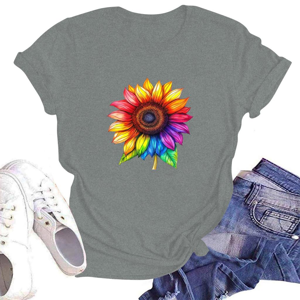 Женская повседневная свободная футболка с принтом, круглый вырез, пуловер, короткий рукав, топ