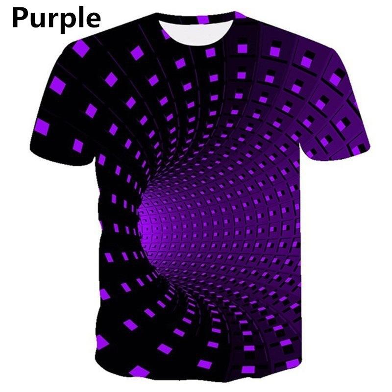 Abstract Art Color Vortex Grid 3D Men's Printed Short Sleeved T-shirt