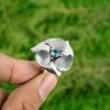 925 Sterling Silver Natural Swiss Blue Topaz Flower Mother Boho Multi Stone Ring