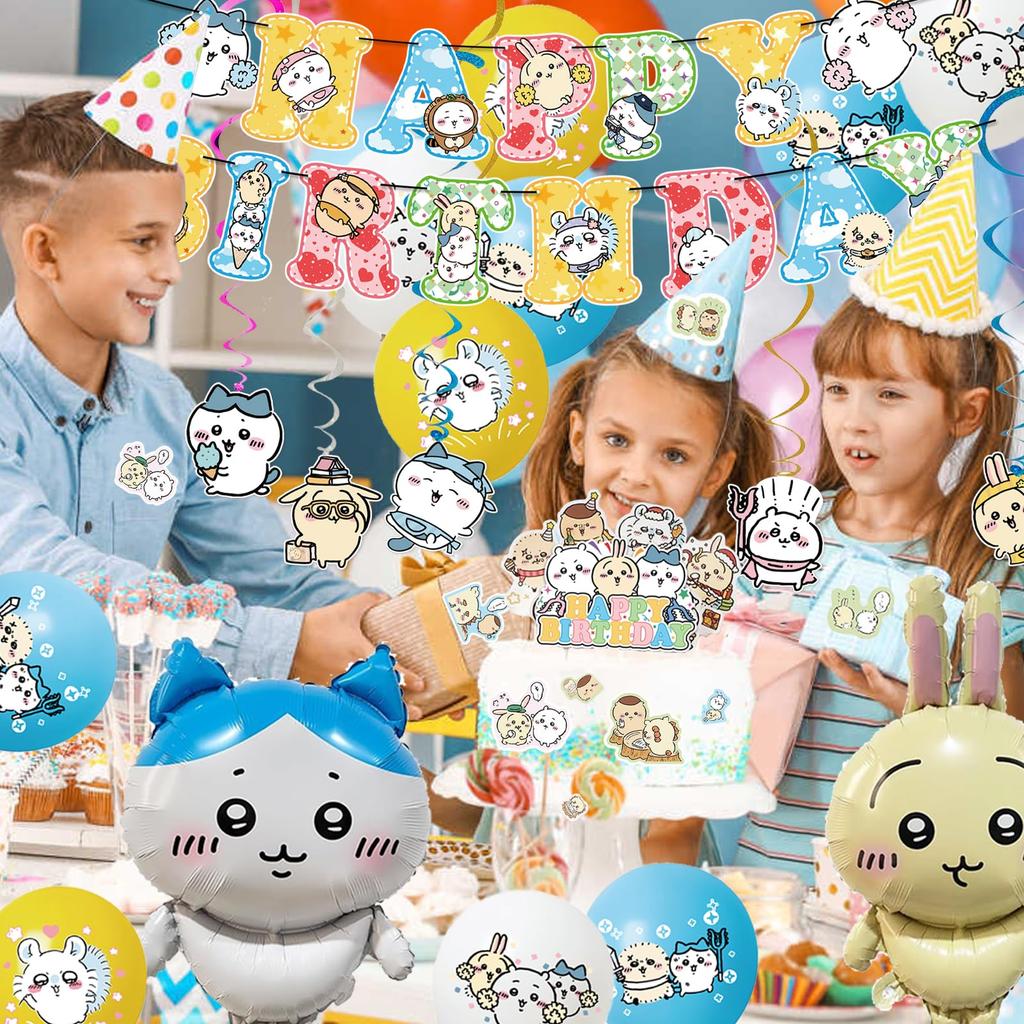 Shiartex Chiikawa Birthday Birthday HAPPY BIRTHDAY Aluminum Hanging Birthday Decorations for Girls Decorations, Balloons, Decorations, Garland,