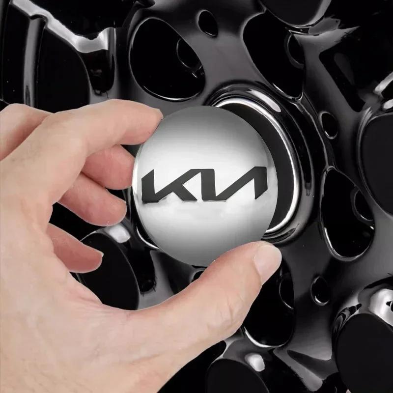 QZGF3 4Pcs 56MM Wheel Center Hub Cap Sticker Rim Cover For Kia EV6 Sorento Niro Stinger Ceed Carnival K5 K9 Soul Carens etc