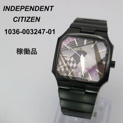 Used Working Item INDEPENDENT Watch 1036 Cut Glass Quartz Analog Black CITIZEN Ladies