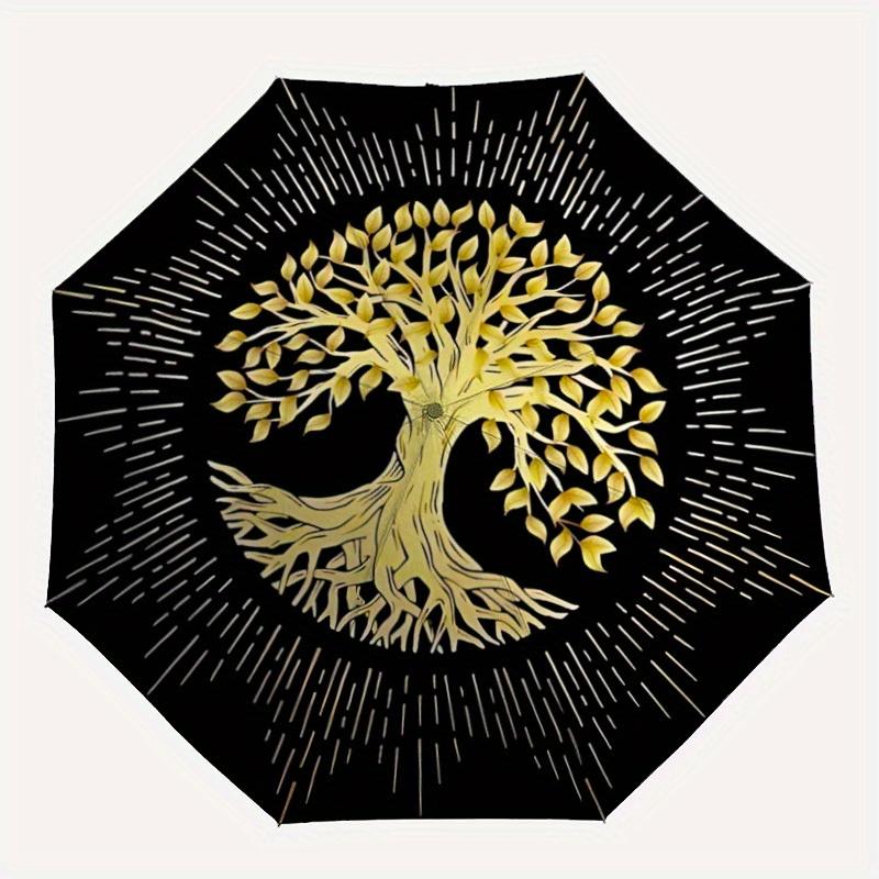 1pc Tree of Life Automatic Umbrella - 8-Rib Foldable Design, Outdoor Adventures, and Family Celebrations yy250829004