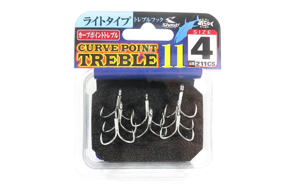 Shout 211-CS Curve Point Treble Hook Light Gauge Size 4 (9593)